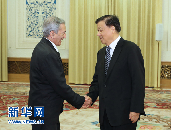 6月21日，中共中央政治局常委、中央書記處書記劉云山在北京會(huì)見古共中央書記處書記、國(guó)際關(guān)系部部長(zhǎng)巴拉格爾率領(lǐng)的古巴共產(chǎn)黨代表團(tuán)。新華社記者馬占成攝