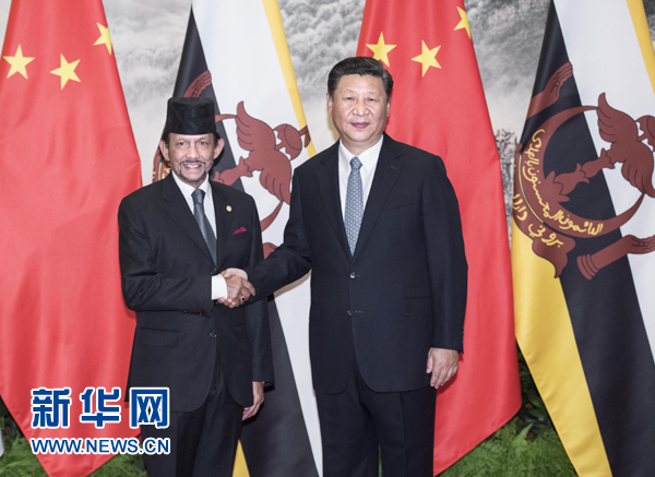 9月13日，國家主席習(xí)近平在北京人民大會堂同文萊蘇丹哈桑納爾舉行會談。 新華社記者 李濤 攝