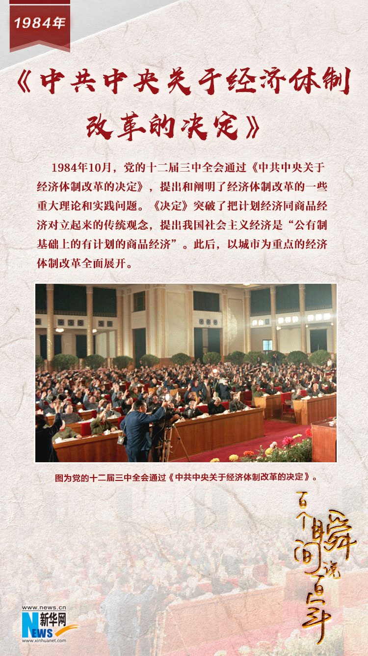 1984，《中共中央關(guān)于經(jīng)濟(jì)體制改革的決定》
