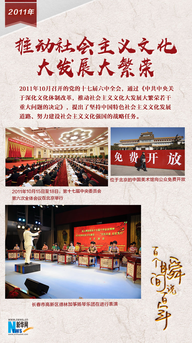 2011，推動(dòng)社會(huì)主義文化大發(fā)展大繁榮