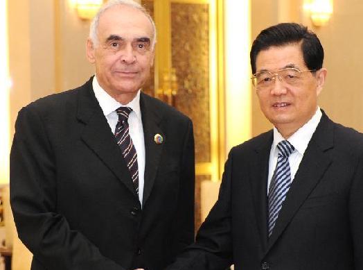 胡錦濤會(huì)見埃及總統(tǒng)特使、外長阿姆魯