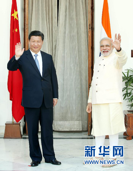 9月18日，國(guó)家主席習(xí)近平在新德里同印度總理莫迪舉行會(huì)談。新華社記者 姚大偉 攝