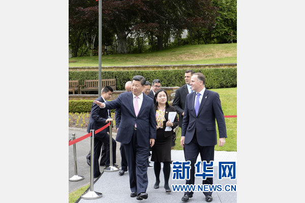 11月20日，中國國家主席習(xí)近平在惠靈頓同新西蘭總理約翰·基舉行會談。 新華社記者 李學(xué)仁 攝