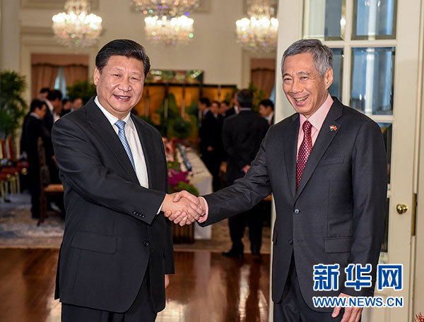 11月7日，國家主席習近平在新加坡同新加坡總理李顯龍舉行會談。 新華社記者 李學仁 攝