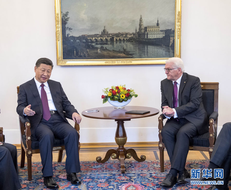 7月5日，國家主席習(xí)近平在柏林會(huì)見德國總統(tǒng)施泰因邁爾。 新華社記者李學(xué)仁 攝